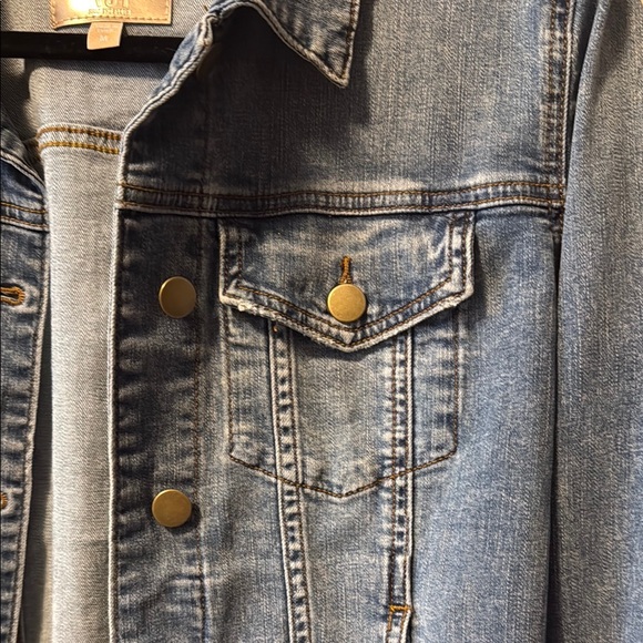 KUT from the Kloth Blue Jean Jacket with Distressed Hem and Cropped Fit - Picture 3 of 5